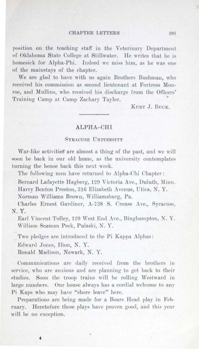 Alpha-Chi, February 1919